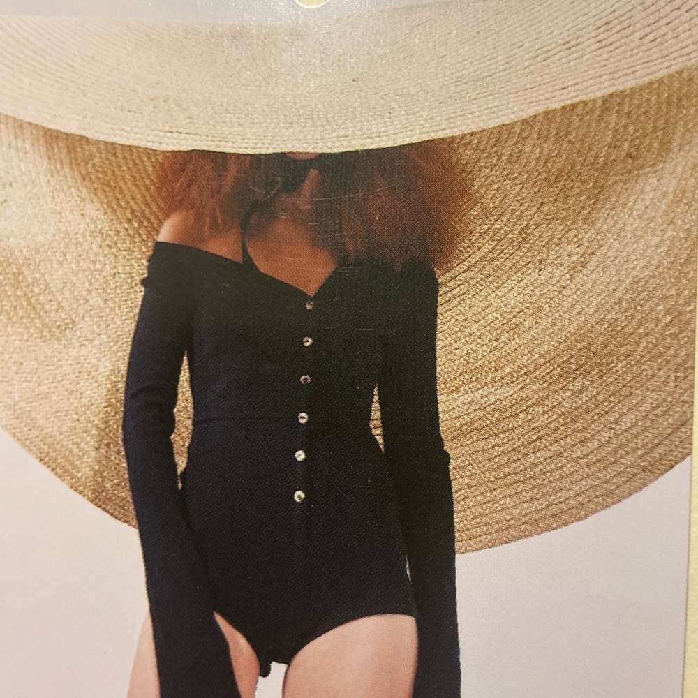 A.W.A.K.E. Mode Black Ribbed Button-Front Long Sleeve Bodysuit size S - Picture 2 of 6